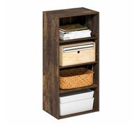 Furinno Basic Étagère, Bibliothèque À 4 Niveaux avec Étagère Ouverte, Étagère De Rangement Cubique, 28 X 43 X 89 Cm, pour Salon, Chambre, Bureau, Couleur Pin Ambré