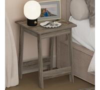 Furinno Beginning Table de Chevet Carrée, en Bois avec Pieds en H, Table d’Appoint, Bout de Canapé, Montage Facile, pour Chambre, Dressing, Salon, Chêne Français