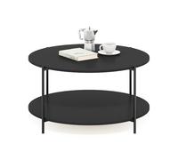 Furinno BESI Table Basse, Table Basse Ronde Moderne à 2 Niveaux avec Pieds en métal, Table d'appoint à Structure métallique avec étagère Ouverte, pour Salon, Chambre, Bureau, Style américain