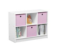 Furinno Bibliothèques, Bois, Blanc/Rose, Taille Unique, One Size