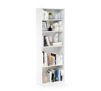 Furinno Bibliothèques, Bois, Blanc, Taille Unique, dense, One Size, 5 niveaux