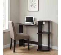Furinno Bureau d'ordinateur Compact rectangulaire de 73,66 cm avec 3 étagères latérales, Bureau de Jeu pour Bureau à Domicile, Chambre à Coucher, Salle d'étude, Moka foncé