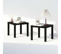 Furinno Classic Ensemble de 2 Tables de Chevet, Plateau de 1,8 cm d'épaisseur, Table de Chevet carrée, Table d'appoint, Montage Facile, pour Chambre ou Salon, Noir