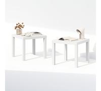 Furinno Classic Ensemble de 2 Tables de Chevet, Plateau de 1,8 cm d'épaisseur, Table de Chevet carrée, Table d'appoint, Montage Facile, pour Chambre ou Salon, Blanc