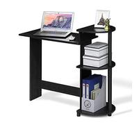 Furinno Compact Bureau d'Ordinateur avec Étagères, Americano/Noir, Bois, Taille Unique
