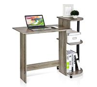 Furinno Compact Bureau d'Ordinateur, Bois, Chêne Français Gris/Noir, Taille Unique, One Size
