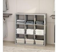 Furinno Cubic Organisateur de Placard 9 Cubes, étagères Ouvertes, Structure Extra épaisse pour penderie, Chambre, Salon, Gris Clair