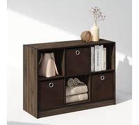 Furinno Cubic Organisateurs et Rangement de Placard, Organisateur de Placard 6 Cubes avec Bacs, Étagère Ouverte de Placard, pour Garde-Robe, Chambre, Salon, Chêne Columbia/Marron Foncé