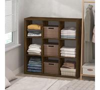 Furinno Cubic Rangement et Organisateur de Placard, Organisateur de Placard à 9 Cubes, étagères Ouvertes, Cadre Extra épais pour penderie, Chambre, Salon, pin ambré