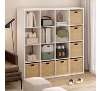 Furinno Cubicle 16 Cubes Bibliothèque avec Cadre épais, réversible avec Dos Ouvert, 37,08 x 146,81 x 147,32 cm, pour Salon, Chambre, Bureau à Domicile, Blanc uni