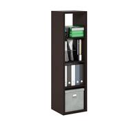Furinno Cubicle Bibliothèque, Étagère Verticale À 4 Cubes avec Structure Épaisse, Bibliothèque Réversible À Dos Ouvert, Idéale pour Le Salon, La Chambre Ou Le Bureau, en Chêne Noir Foncé.