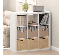 Furinno Cubicle Meuble Tourne-Disque avec Rangement pour Vinyles, 9-Cube Rangement pour Disques Vinyles 1.8 Triple Épaisseur, Multimédia Ouverte À L'Arrière pour CD DVD Disques De Jeu Blu-Ray, Blanc