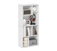 Furinno DALY Étagère, Bibliothèque À 7 Cubes, Étagère De Rangement Cubique avec Compartiments Irréguliers, 24 X 48 X 107 Cm, pour Salon, Chambre, Bureau, Blanc