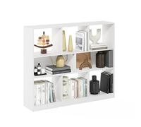 Furinno DALY Étagère, Bibliothèque À 8 Cubes, Rangement Horizontal, 27,7 X 120 X 100 Cm, Idéale pour Le Salon, La Chambre Ou Le Bureau, Blanche.
