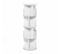 Furinno DALY Étagère, Étagère À 4 Niveaux, Étagère Pivotante, Étagère d'angle Rotative À 360°, 39,4 X 39,4 X 127 Cm, pour Salon, Chambre, Bureau, Blanche