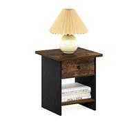 Furinno Dario Étagère de Rangement Chevet/Table de Nuit avec Tiroir-Poubelle, Engineered Wood, Pin Ambré/Noir, Paquet de 1