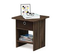 Furinno Dario Étagère de Rangement Chevet/Table de Nuit avec Tiroir-Poubelle, Noyer Brun Foncé, Columbia Walnut/Dark Brown, One Size