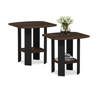 Furinno Design Simple Table d'Appoint de Chevet avec Tiroir Poubelle, Paquet de 2, Noyer Columbia
