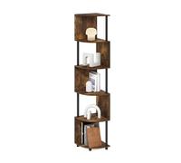 Furinno ECON, Étagère d'angle, Bibliothèque d'angle À 5 Niveaux, Rangement en Zigzag, Présentoir Étagère À Livres, Rangement, Salon/Bureau, Pin Ambré