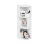 Furinno ECON, Étagère d'angle, Bibliothèque d'angle À 5 Niveaux, Rangement, Présentoir Étagère À Livres, Rangement, Salon/Bureau, Blanc