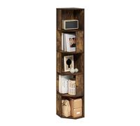 Furinno ECON, Étagère d'angle, Bibliothèque d'angle À 8 Niveaux, Rangement, Présentoir Étagère À Livres, Rangement, Salon/Bureau, Expresso