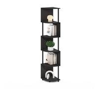Furinno ECON, Étagère d'angle, Étagère d'angle À 5 Niveaux, Rangement en Zigzag, Présentoir Bibliothèque, Rangement, Salon/Bureau, Expresso, Espresso/Noir