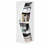 Furinno ECON étagère pour Livres, bibliothèque empilable 2 en 1, étagère d’Angle à 4 Niveaux avec Tablette de présentation, pour Salon, Chambre, Bureau à Domicile, Blanc