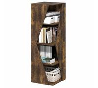 Furinno ECON étagère pour Livres, bibliothèque empilable 2 en 1, étagère d’Angle à 4 Niveaux avec Tablette de présentation, pour Salon, Chambre, Bureau à Domicile, pin ambré