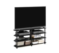 Furinno ECON Meuble TV d'angle À 4 Niveaux, Compatible avec Les Téléviseurs Jusqu'À 55 Pouces, Montage Facile, Idéal pour Le Salon Ou La Chambre, Finition Bois Noir.