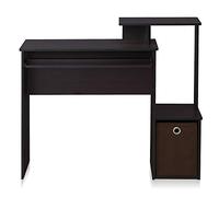 Furinno Econ Multipurpose Home Office Computer Bureau d'Écriture Informatique W/Bin, Dark Walnut, Bois, Noyer Foncé, One Size