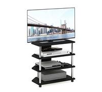 Furinno Econ Petit Meuble TV à 4 Niveaux, Montage Facile, Americano/Acier Inoxydable