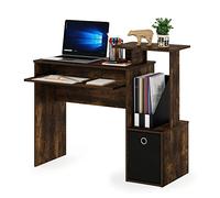 Furinno Econ Polyvalent pour la Maison Bureau d'ordinateur avec/Bin, Bois d'ingénierie, Pin Ambré/Noir, One Size