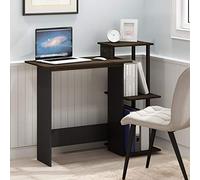 Furinno EFFICIENT Bureau d'ordinateur rectangulaire avec 3 étagères latérales, Bureau de Jeu rectangulaire pour Bureau à Domicile, Chambre à Coucher, Salle d'étude, Noyer Marron 73,66 cm