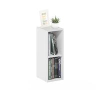 Furinno Fulda Étagère à Livres, bibliothèque étroite à 2 Niveaux, bibliothèque avec étagère de Rangement de 20.3 cm de Largeur, 23.6 x 20.1 x 53.9, pour Salon, Chambre, Bureau à Domicile, Blanc
