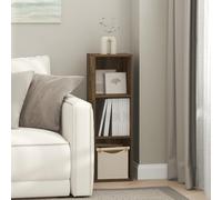 Furinno Fulda Étagère à Livres, Bibliothèque étroite à 3 Niveaux avec étagère de Stockage de 10 Pouces de Large pour Salon, Chambre, Bureau à Domicile, Pin Ambre