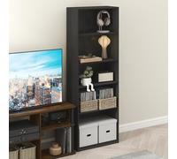 Furinno GEHRY Étagère DVD, Porte-CD 5 Niveaux, Étagère Multimédia avec Étagères Réglables, Meuble De Rangement DVD pour CD et Disques De Jeu Blu-Ray, Montage Facile, Blackwood