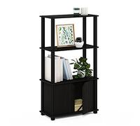 Furinno Go Green Étagère de Présentation Polyvalente à 4 Niveaux avec Porte, Expresso/Noir