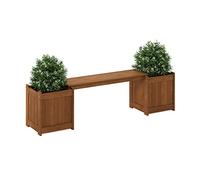 Furinno Jardinière Tioman, Naturel, Taille Unique, One Size | Jardinière cubique à lattes en bois dur avec siège, 102,9 cm de large, huile de teck, intérieur, jardin, terrasse, balcon