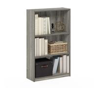 Furinno Jaya Bibliothèque à 3 Niveaux, bibliothèque avec étagères réglables, 24,13 x 62,23 x 102,36 cm, pour Salon, Chambre à Coucher, Bureau à Domicile, chêne Gris