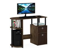 Furinno Jaya Bureau d'Étude Simpliste avec Tiroirs pour Bacs, Noyer Columbia/Noir/Brun Foncé