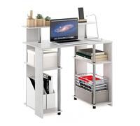 Furinno Jaya Bureau d'ordinateur de Conception Simple, Engineered Wood, Chêne Blanc/Acier Inoxydable, 51,49 (D) x 90,5 (W) x 90,6 (H) cm