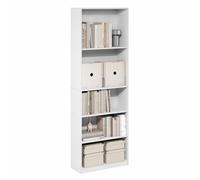 Furinno Jaya Étagère à Livres, 5 Niveaux, Blanche, Dimensions : 9,5 x 24,6 x 71,1 cm, idéale pour la Maison, Le Bureau ou Le Salon.