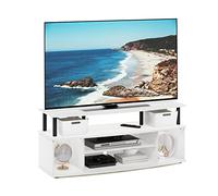 Furinno Jaya Grand Centre de Divertissement, Engineered Wood, Blanc/Noir, 40,1 (P) x 119,9 (L) x 49,8 (H) CM