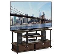 Furinno JAYA Grand Meuble TV pour Téléviseur Jusqu'à 55 Pouces avec Bac de Rangement, Columbia Noyer/Noir/Brun Foncé