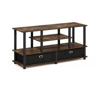 Furinno JAYA Grand Meuble TV pour Téléviseur Jusqu'à 55 Pouces avec Bac de Rangement, Pin Ambré/Noir/Noir