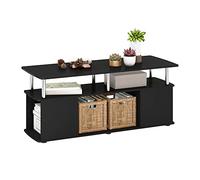 Furinno JAYA Meuble TV Centre de Divertissement avec Compartiment de Rangement Ouvert pour TV jusqu'à 50", Americano, Tubes en Acier Inoxydable