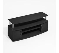 Furinno Jaya Meuble TV, Centre de Divertissement, Console TV, pour TV jusqu'à 55", avec 2 Portes et Trous de Gestion des câbles, pour Salon, Chambre à Coucher, Tube en Acier Inoxydable foncé