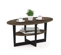 Furinno Jaya Oval Tables Basses, Engineered Wood, Columbia Noyer/Noir, 1 paquet