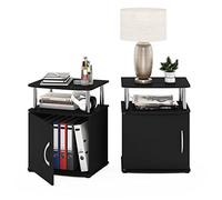 Furinno Jaya Table d'appoint Design Utilitaire, Bois d'ingénierie, Americano/Acier Inoxydable, Paquet de 2