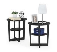 Furinno Jaya Table de Bout Ovale, Noyer, Set de 2, Bois dense, Noix, One Size